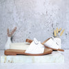 Sandalia plana blanco cuero para mujer 25C525-Z19