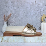 Sandalia plana oro cuero para mujer 25C525-Z19