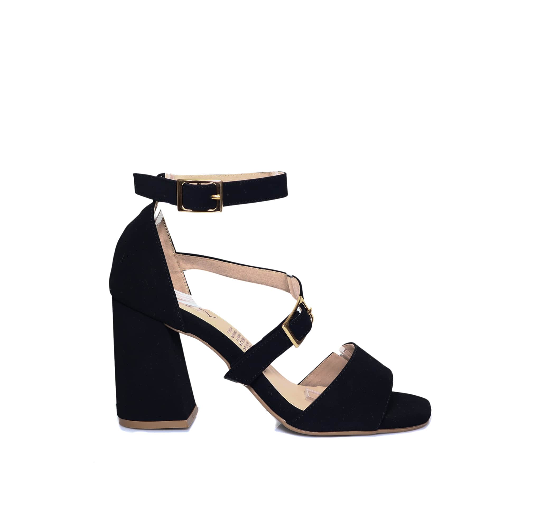 Sandalia tacon negro nobuck para mujer 2718-Z148