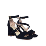 Sandalia tacon negro nobuck para mujer 2718-Z148