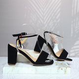 Sandalia tacon negro nobuck para mujer 2729-Z148