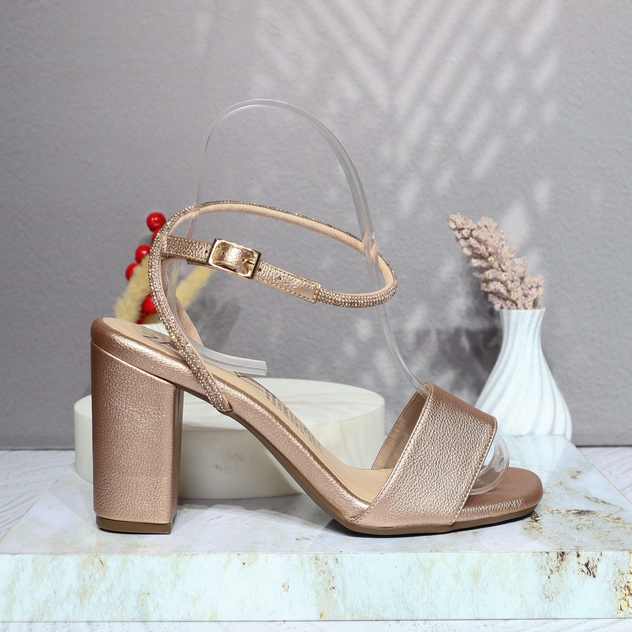 Sandalia tacon oro rosa para mujer 2729-Z148