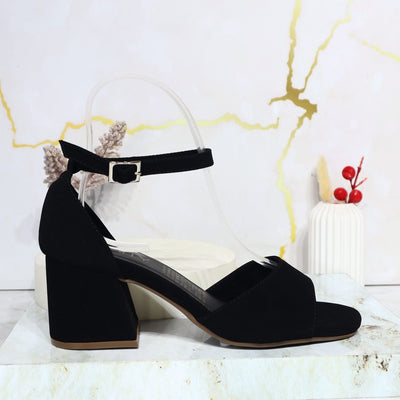 Sandalia tacon negro nobuck para mujer 2760-Z148