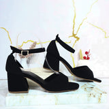 Sandalia tacon negro nobuck para mujer 2760-Z148