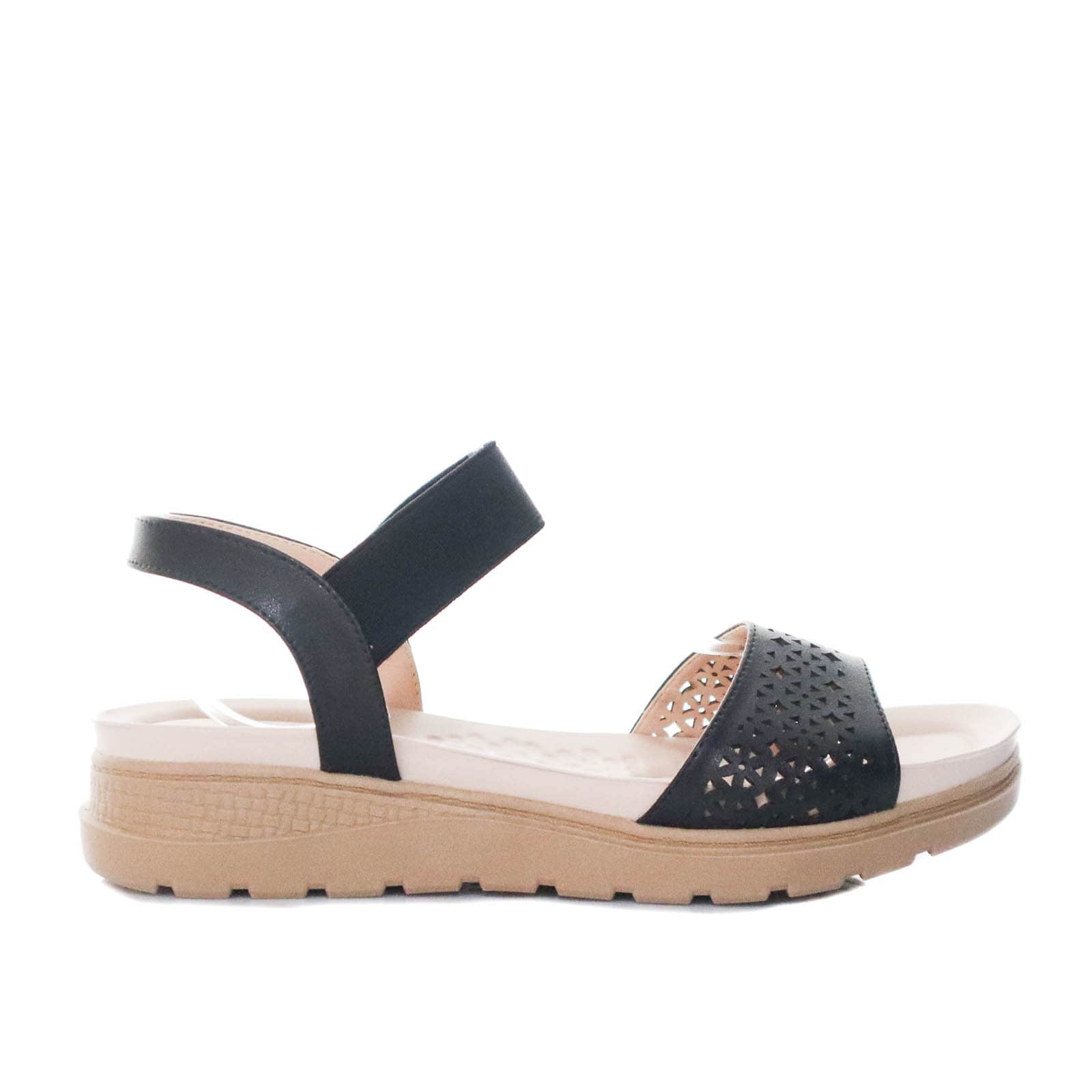 Sandalia plana negro para mujer 301-Z83
