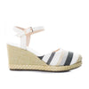Plataforma alta beige x rayas cafe para mujer 332-Z450