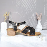 Sandalia tacon negro x folia cuero para mujer 350-Z310