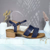 Sandalia tacon azul profundo cuero para mujer 372-Z310