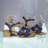 Sandalia tacon azul profundo cuero para mujer 372-Z310