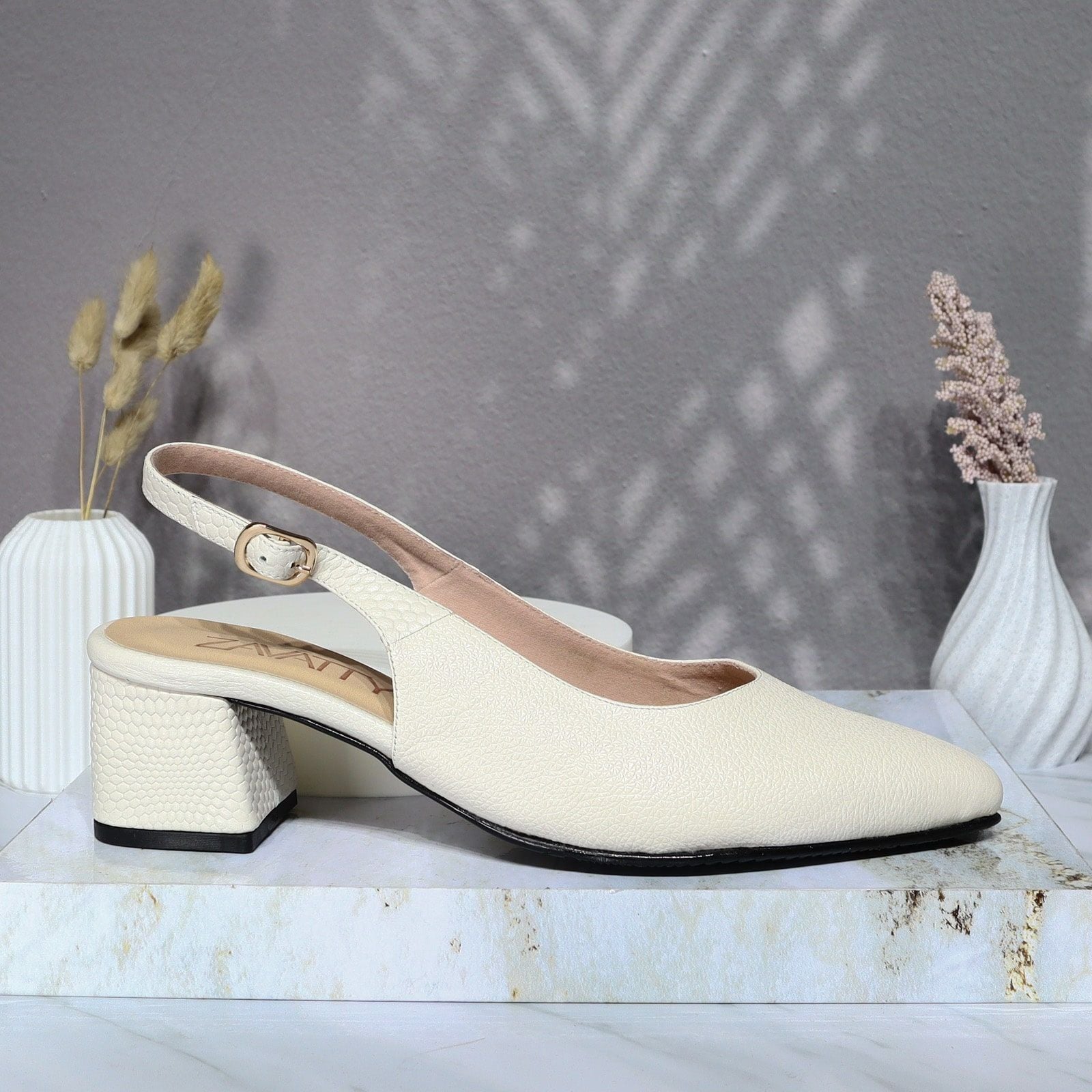 Tacon blanco cuero para mujer 400-Z522