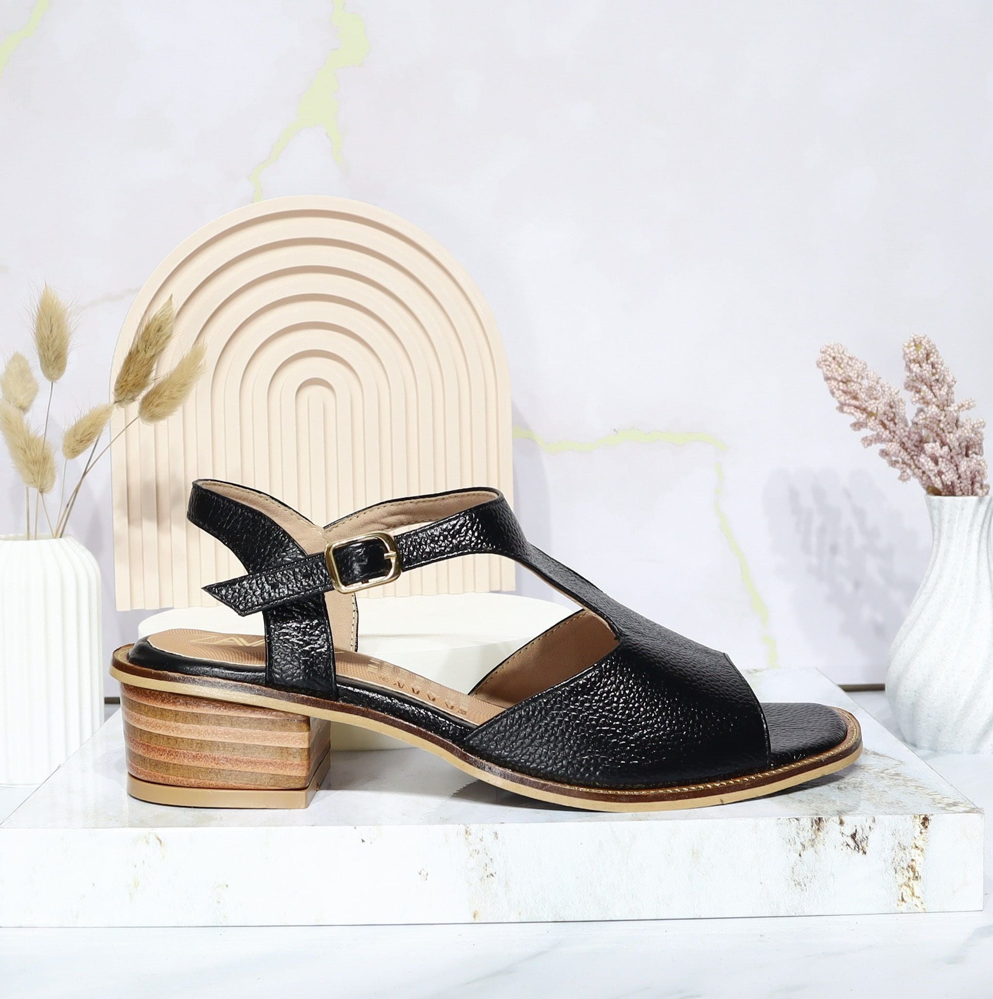 Sandalia tacon negro para mujer 406-Z559