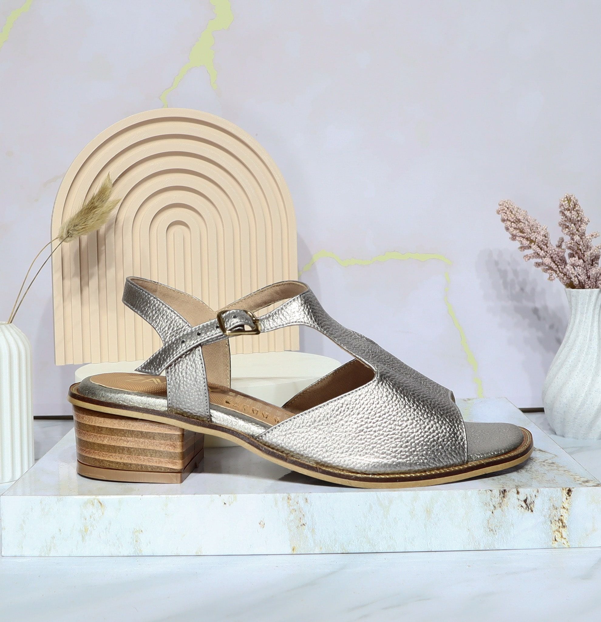 Sandalia tacon plomo para mujer 406-Z559
