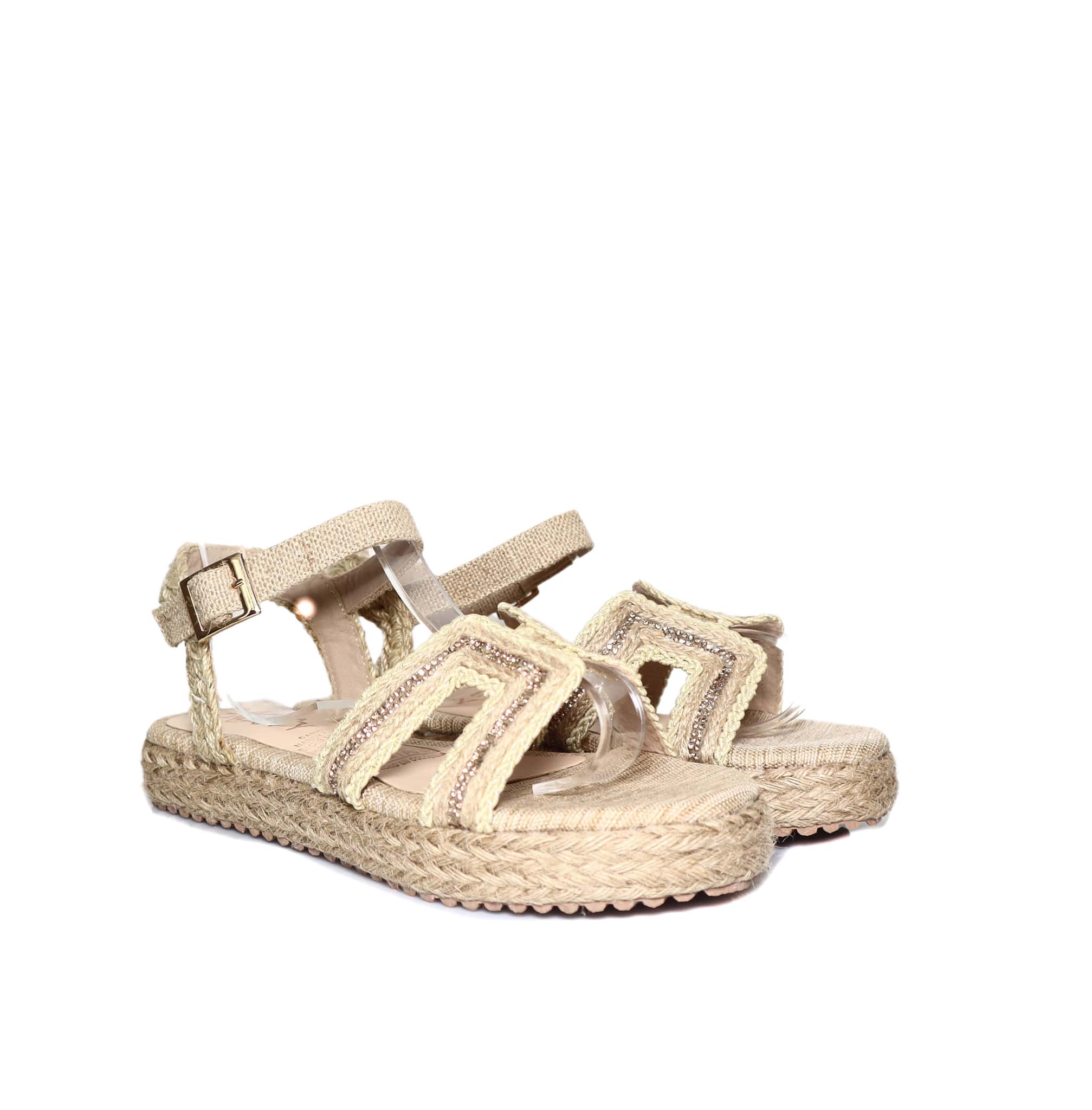 Plataforma baja yute x champaña para mujer 4244-Z437