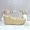 Plataforma baja champaña x oro para mujer 4302-Z453