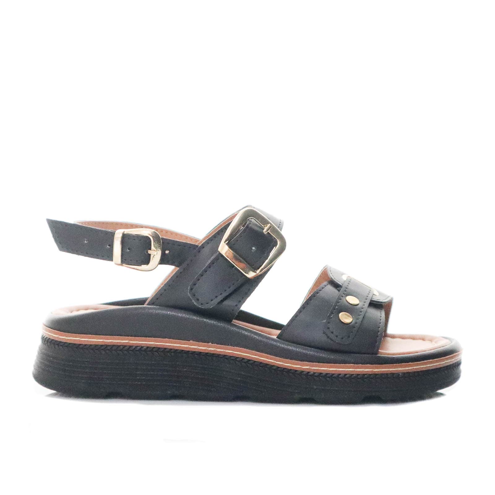 Sandalia plana negro para mujer 505-Z409