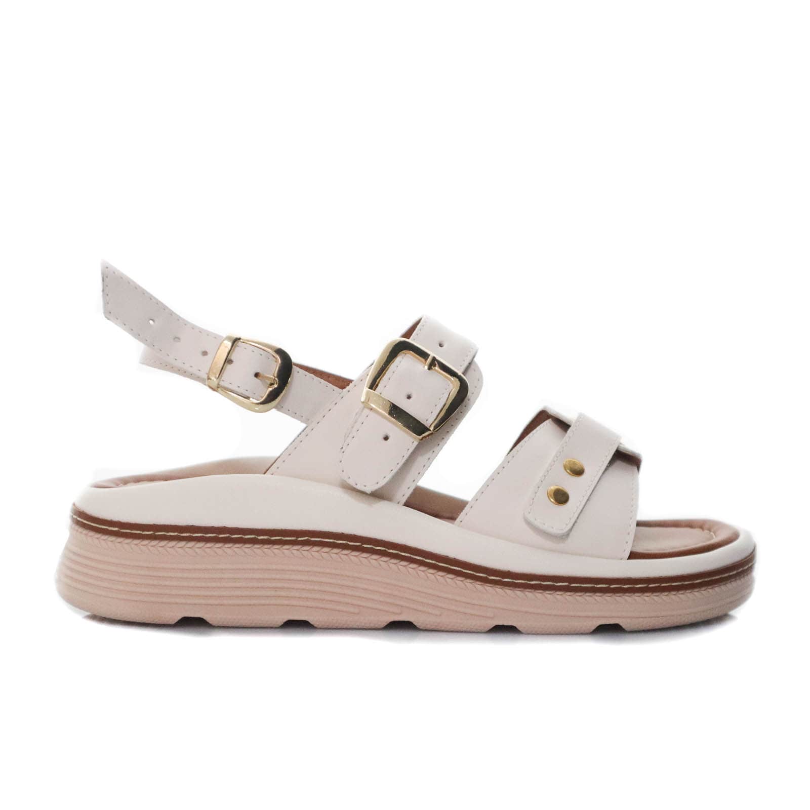 Sandalia plana talco para mujer 505-Z409