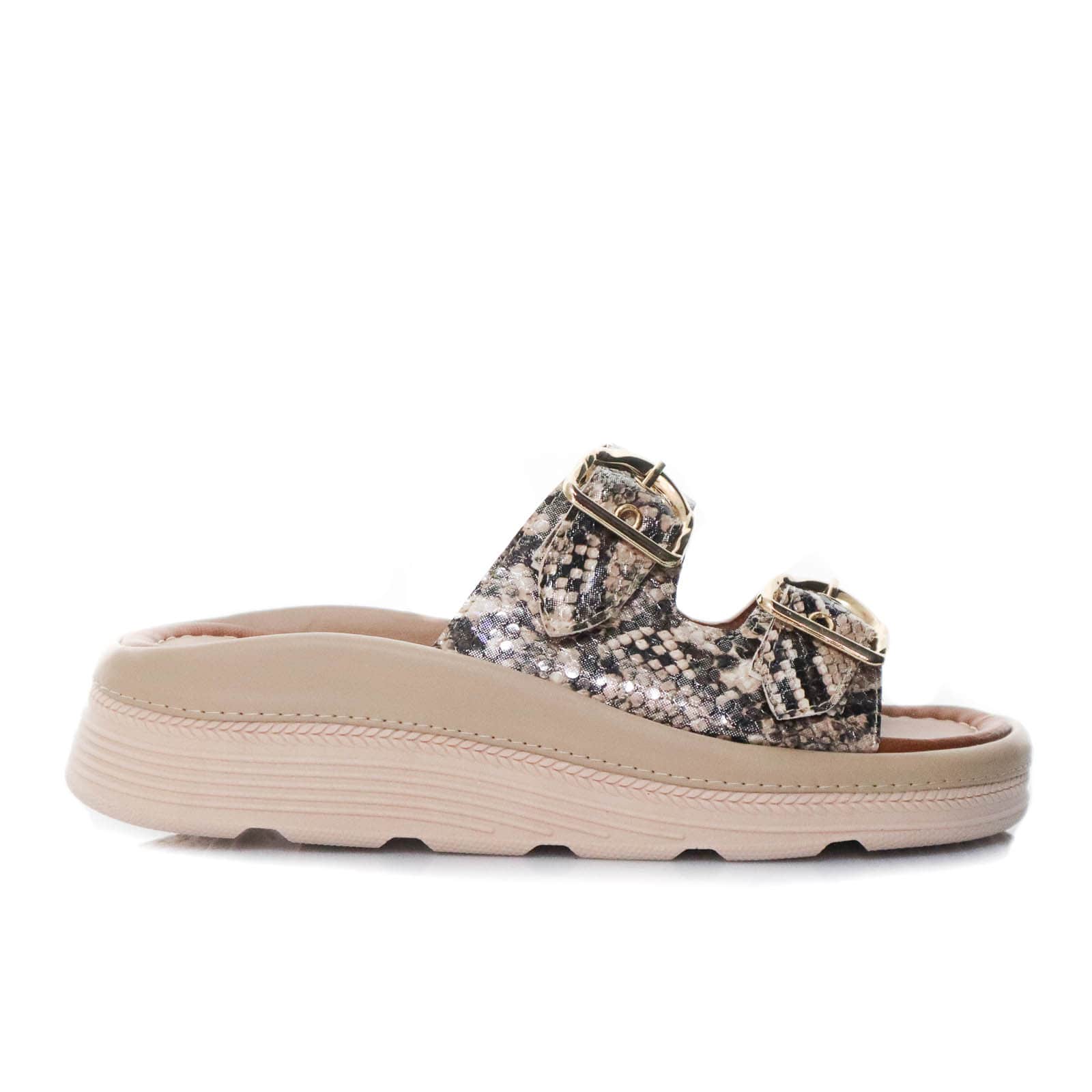 Sandalia plana champaña para mujer 534-Z409