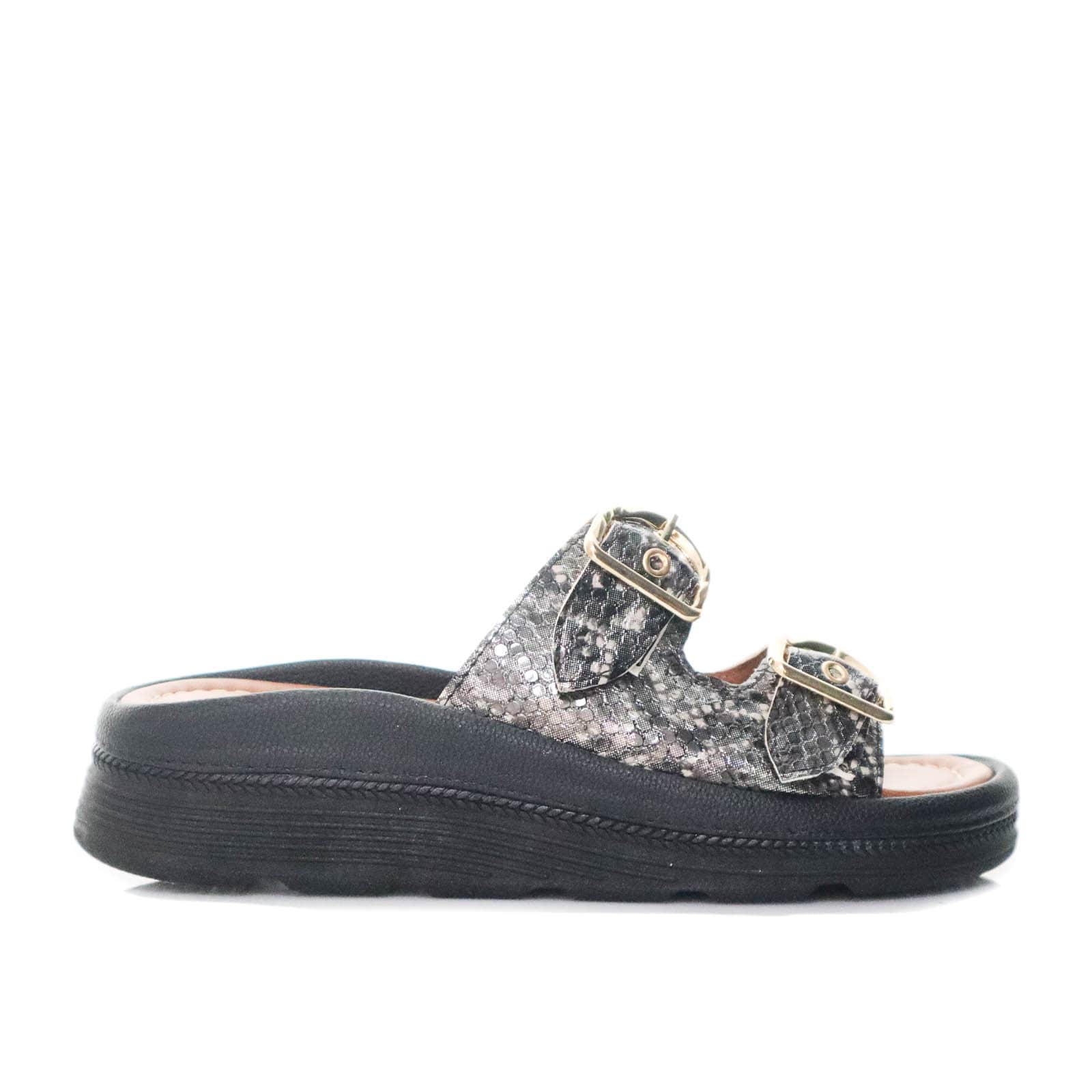 Sandalia plana negro para mujer 534-Z409