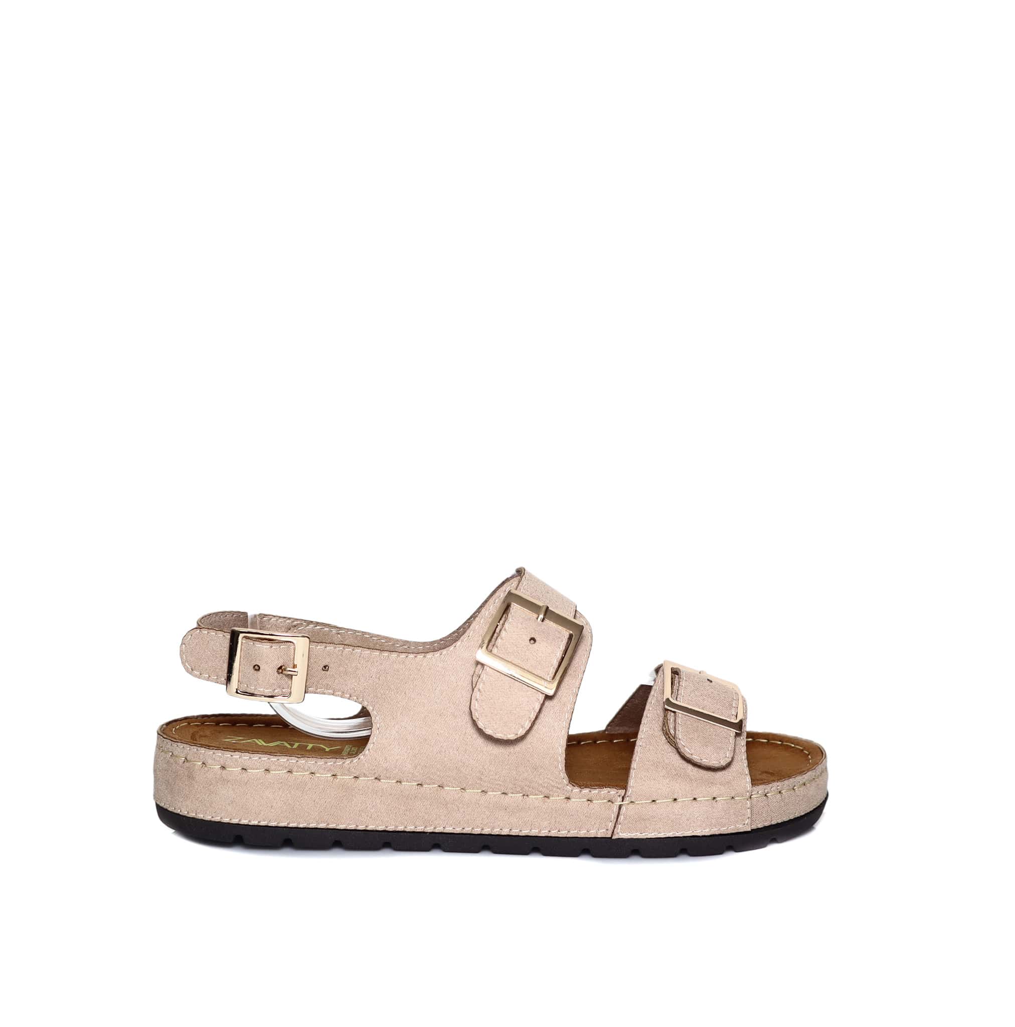 Sandalia plana beige para mujer 540-Z444