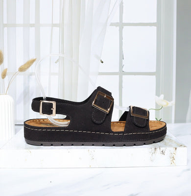 Sandalia plana negro para mujer 540-Z444