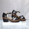 Sandalia tacon negro cuero para mujer 6132-Z06