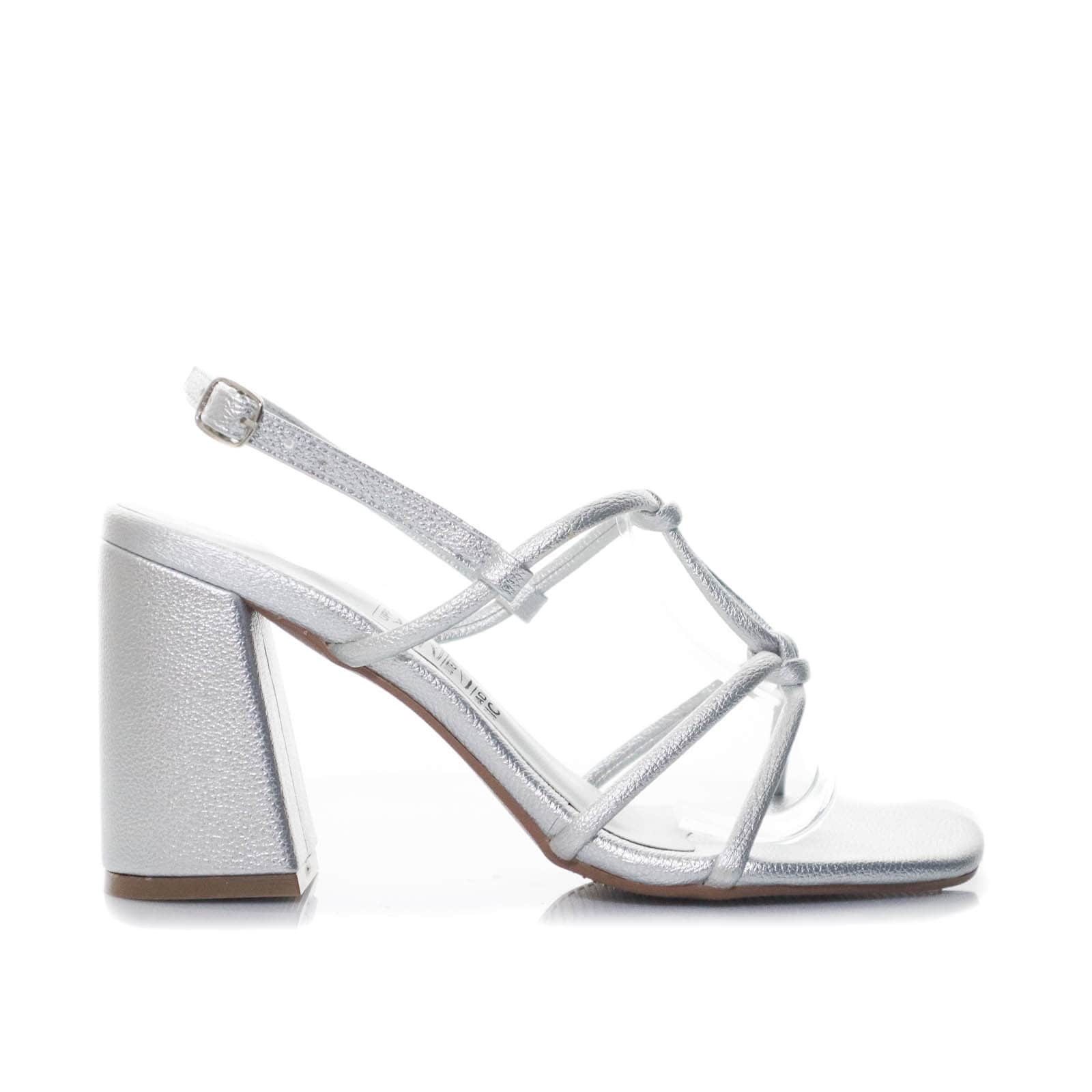 Sandalia tacon plata para mujer 705-Z191