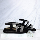 Sandalia 3 1/2 brillos negro x piedras para mujer 7073-Z617