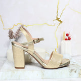 Sandalia tacon champaña brillante para mujer 7593-Z522