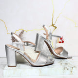 Sandalia tacon plata brillante para mujer 7593-Z522