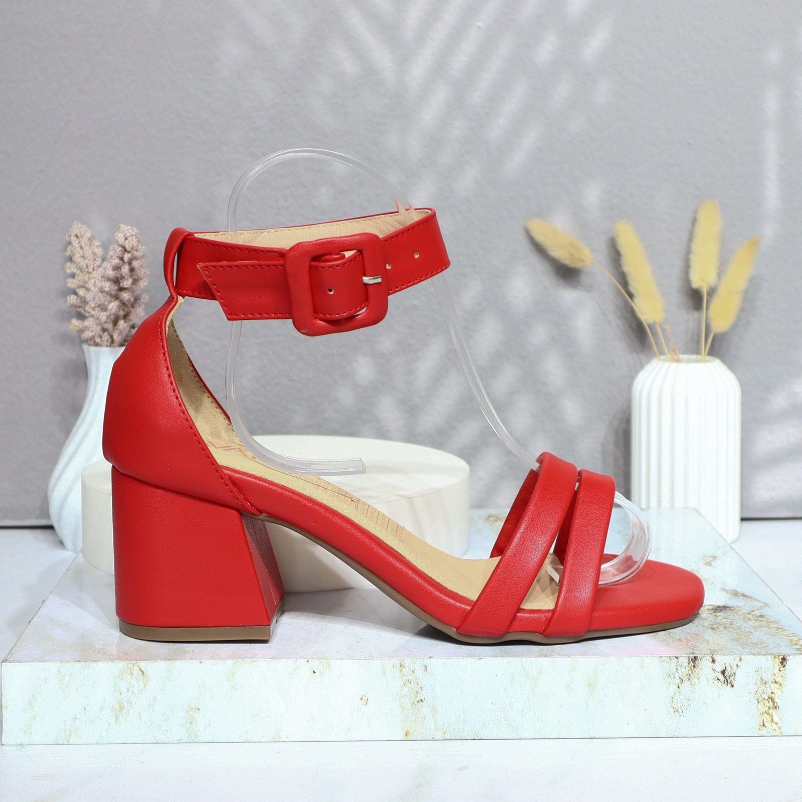 Sandalia tacon rojo para mujer A68-Z686