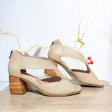 Sandalia tacon pardo cuero para mujer AMARA-Z11