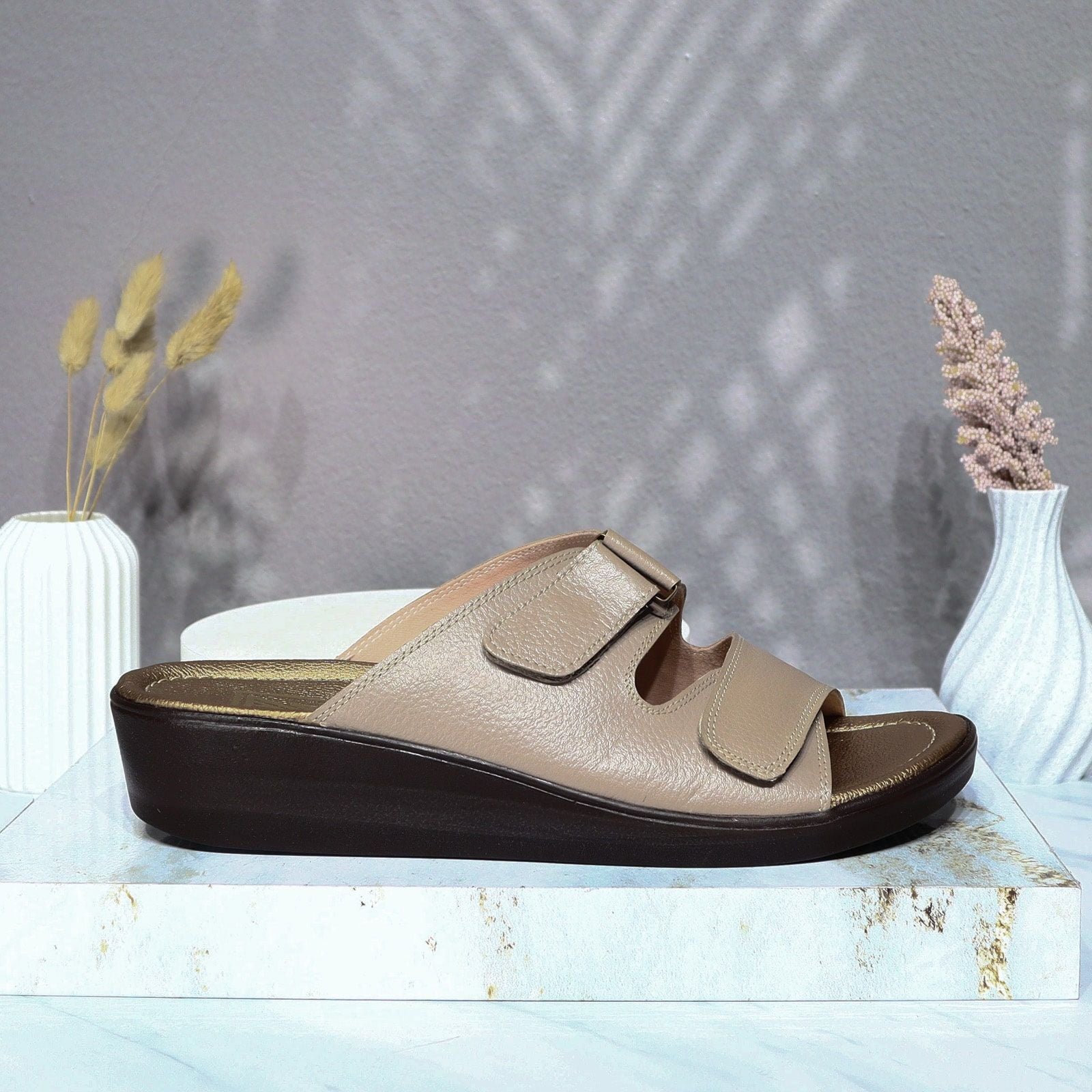 Romulo sandalia taupe cuero para mujer H-ABIGAIL