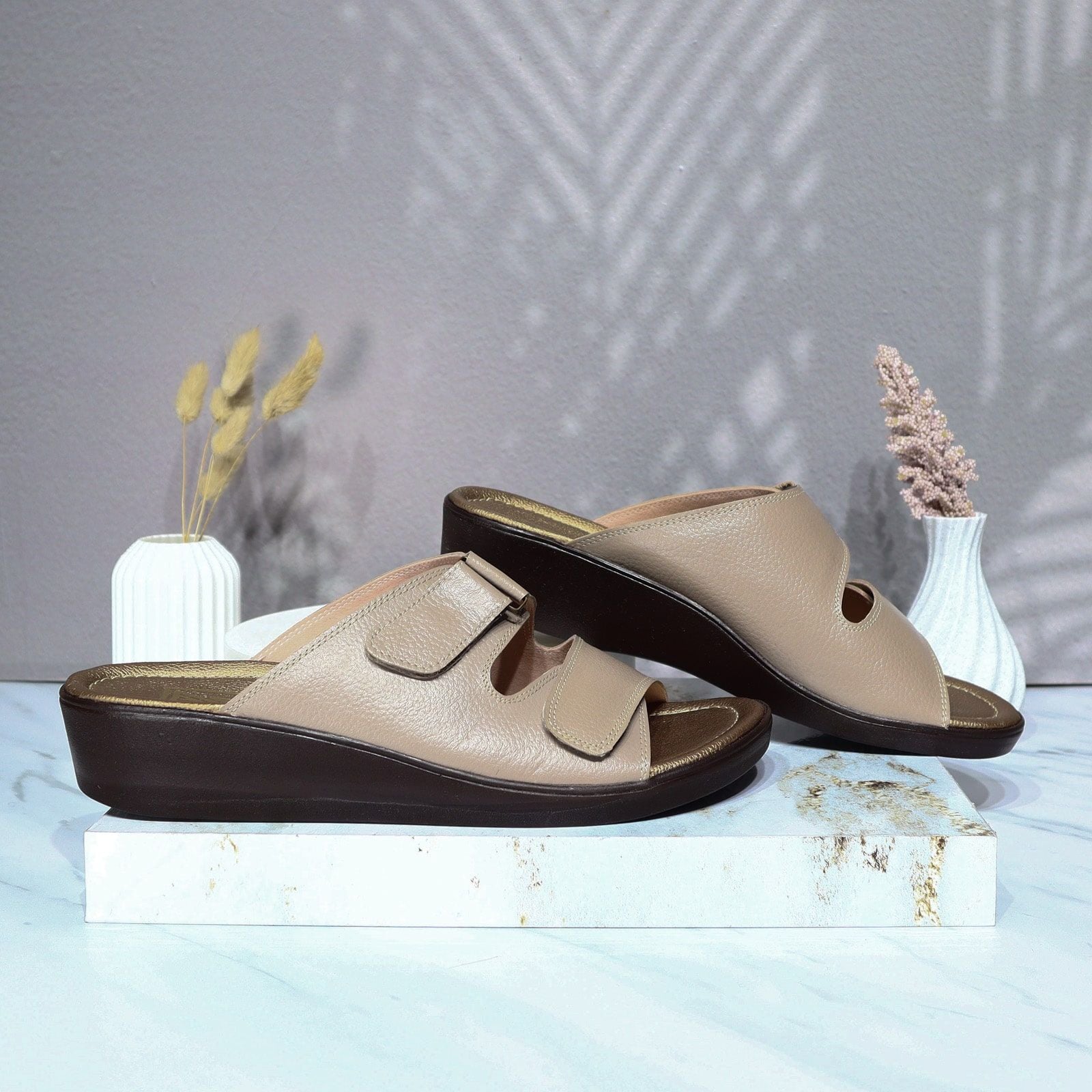Romulo sandalia taupe cuero para mujer H-ABIGAIL