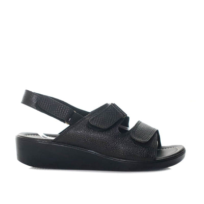 Plataforma baja negro cuero para mujer H-BELEN