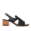 Sandalia tacon negro cuero para mujer H-EVA