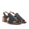 Sandalia tacon negro cuero para mujer H-EVA