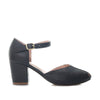Sandalia tacon negro cuero para mujer H-GRETA