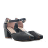 Sandalia tacon negro cuero para mujer H-GRETA