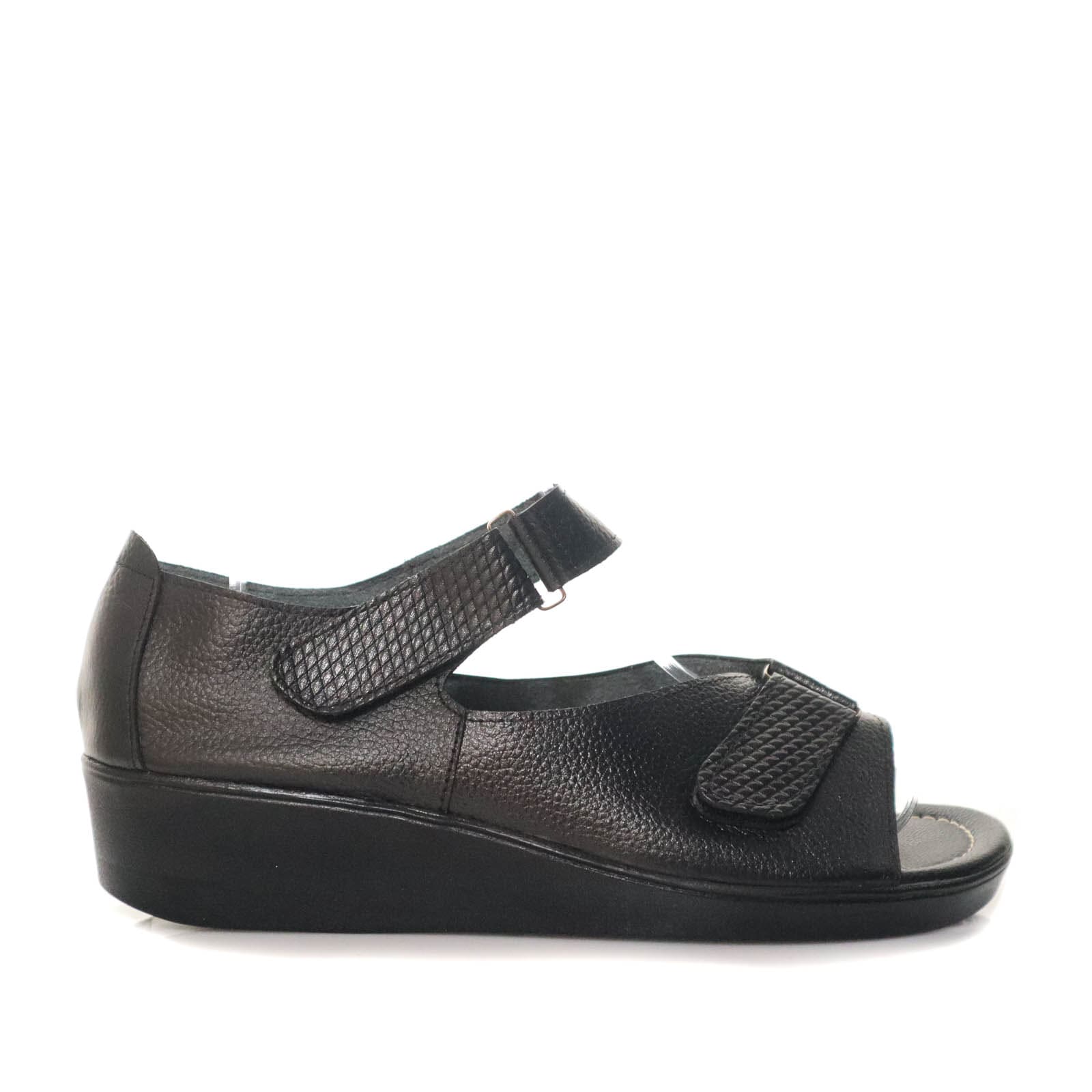 Romulo sandalia negro cuero para mujer H-HEIDY