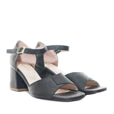Sandalia tacon negro cuero para mujer H-PATTY