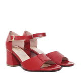 Sandalia tacon rojo cuero para mujer H-PATTY