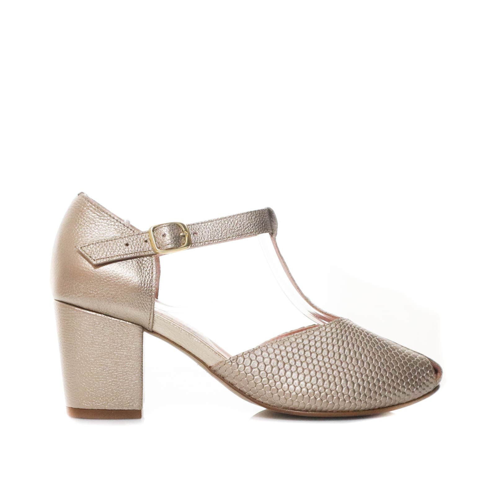 Sandalia tacon metal arena cuero para mujer H-SABA