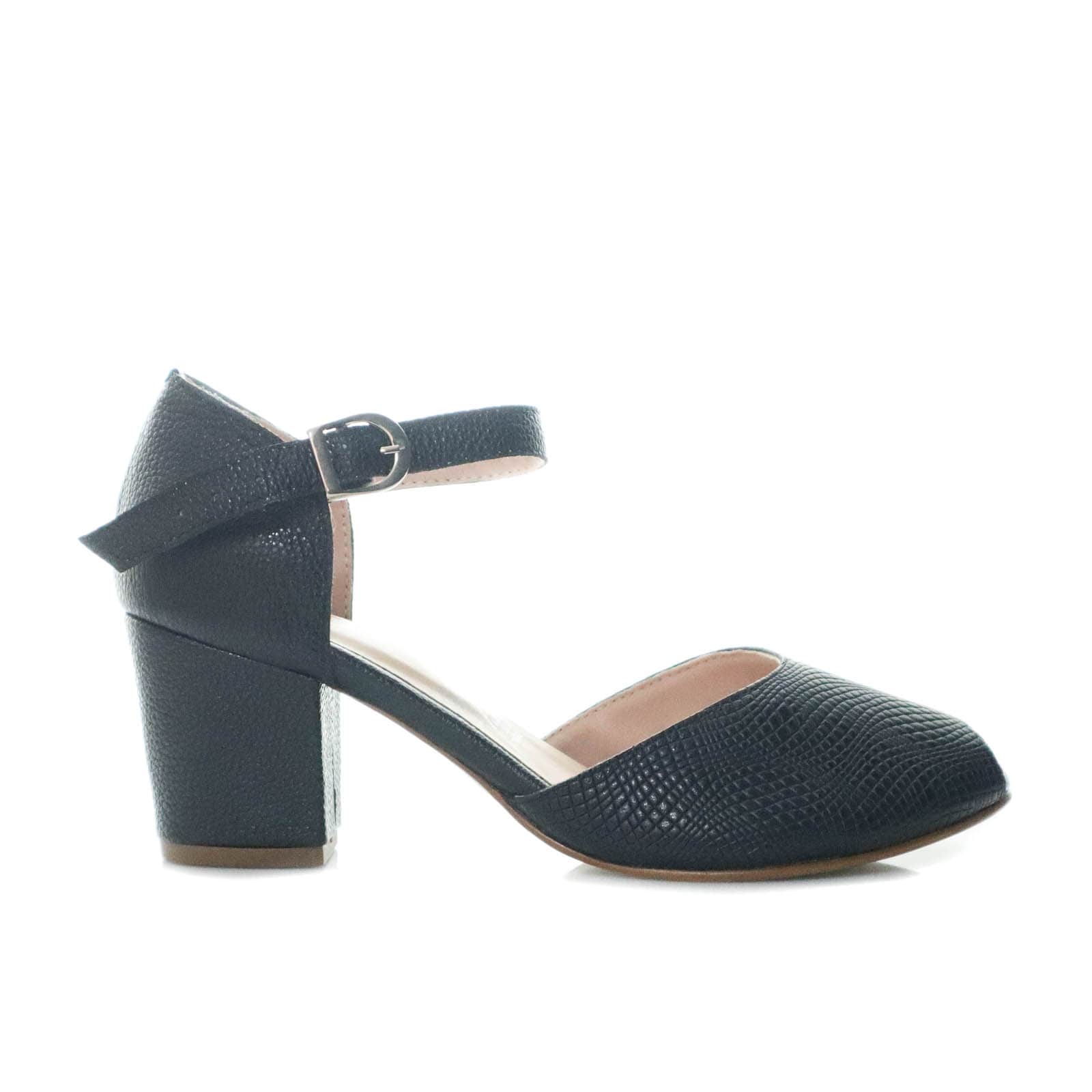 Sandalia tacon negro cuero para mujer H-SALMA