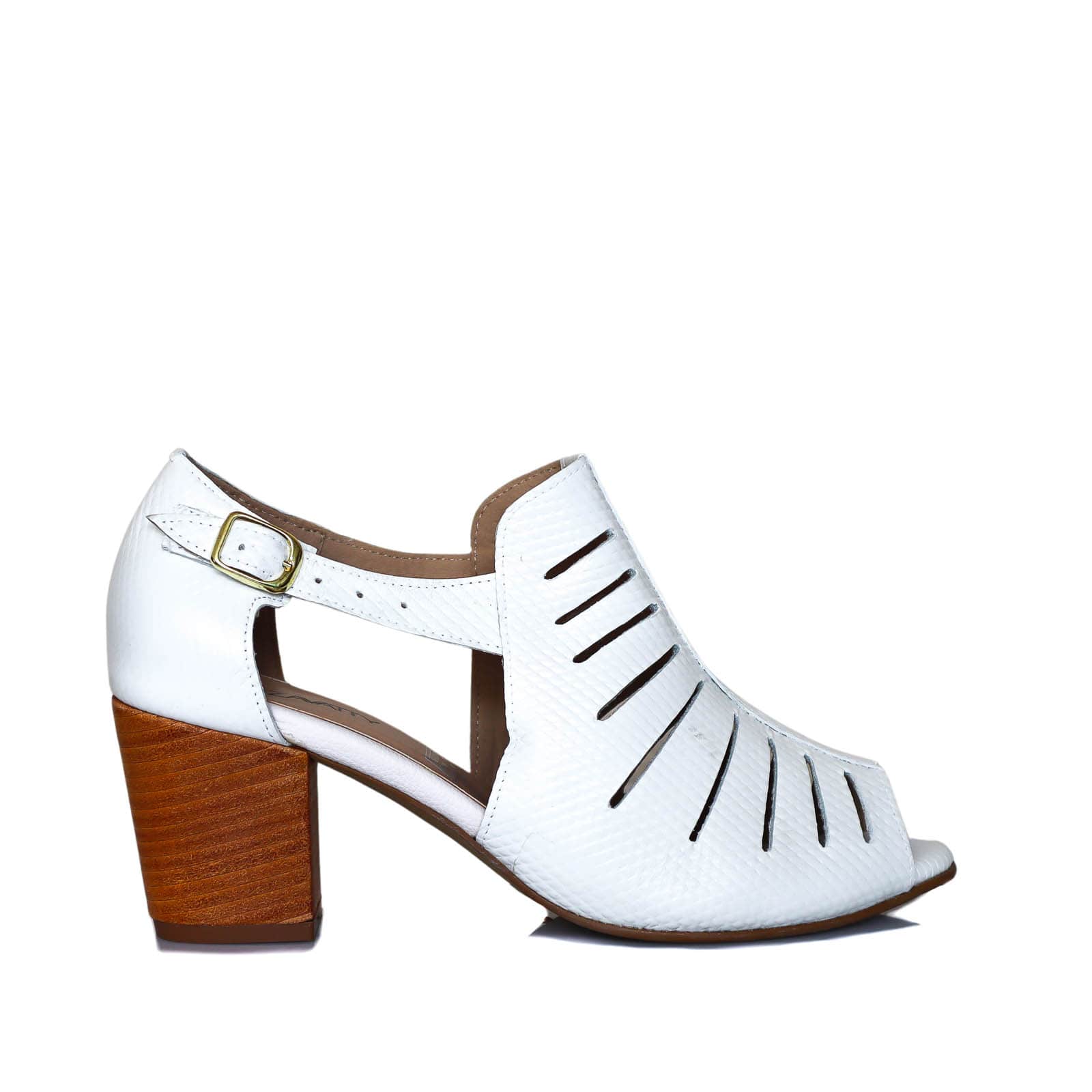Sandalia tacon blanco cuero para mujer H-WANDA