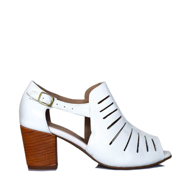 Sandalia tacon blanco cuero para mujer H-WANDA
