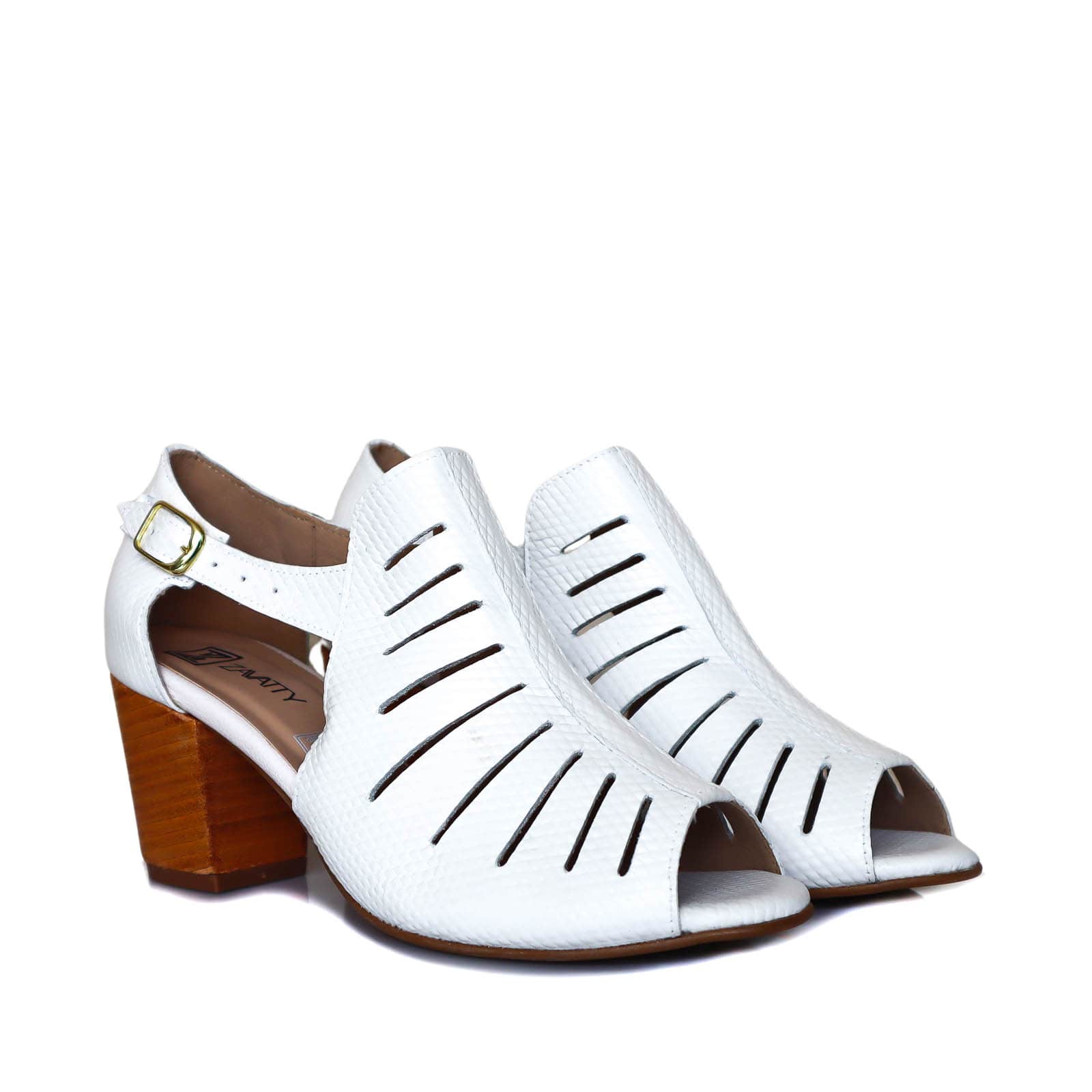 Sandalia tacon blanco cuero para mujer H-WANDA
