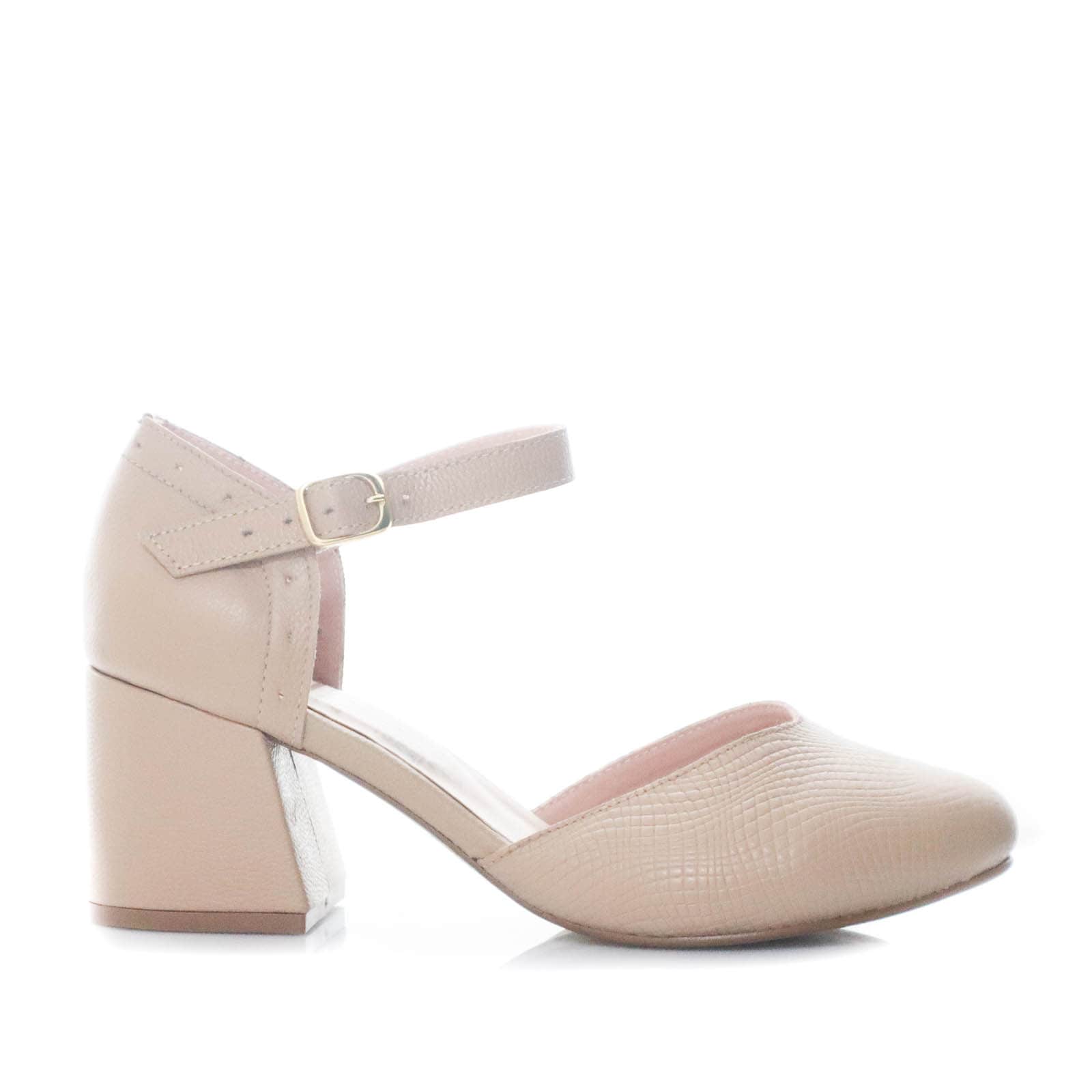 Sandalia tacon capuchino cuero para mujer H-ZARA