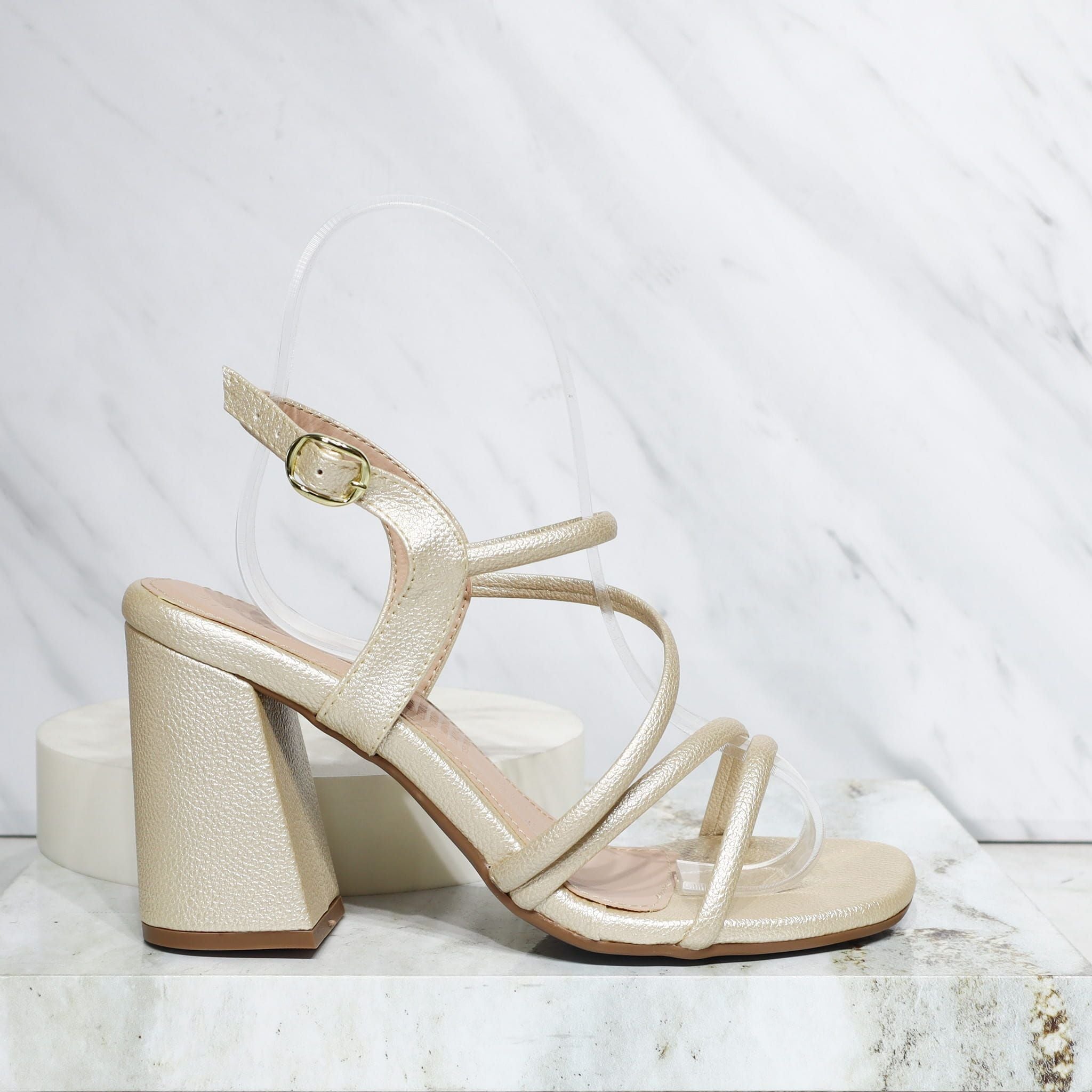 Sandalia tacon champaña para mujer J162-Z471