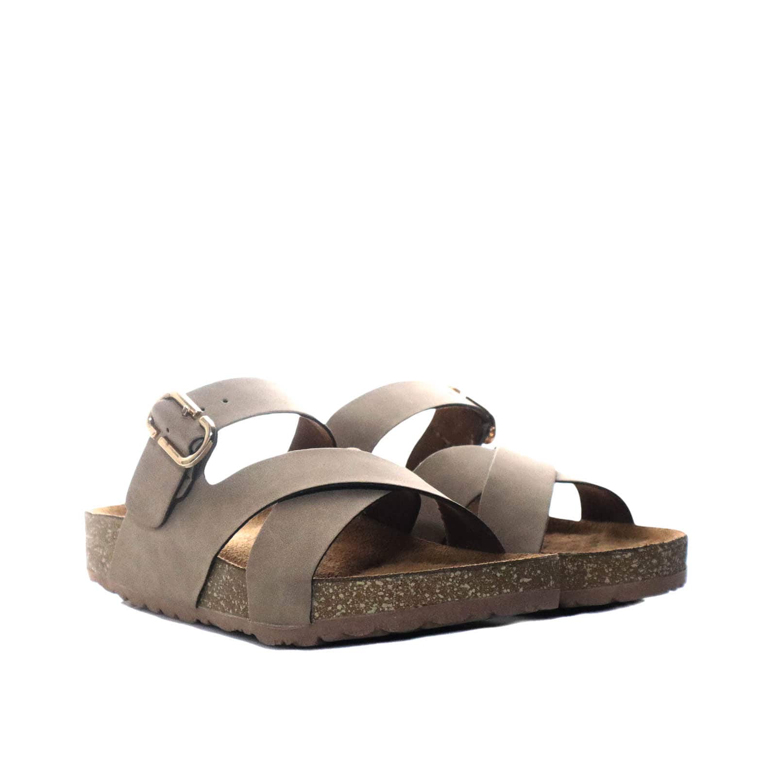 Sandalia plana taupe para mujer M34-Z620