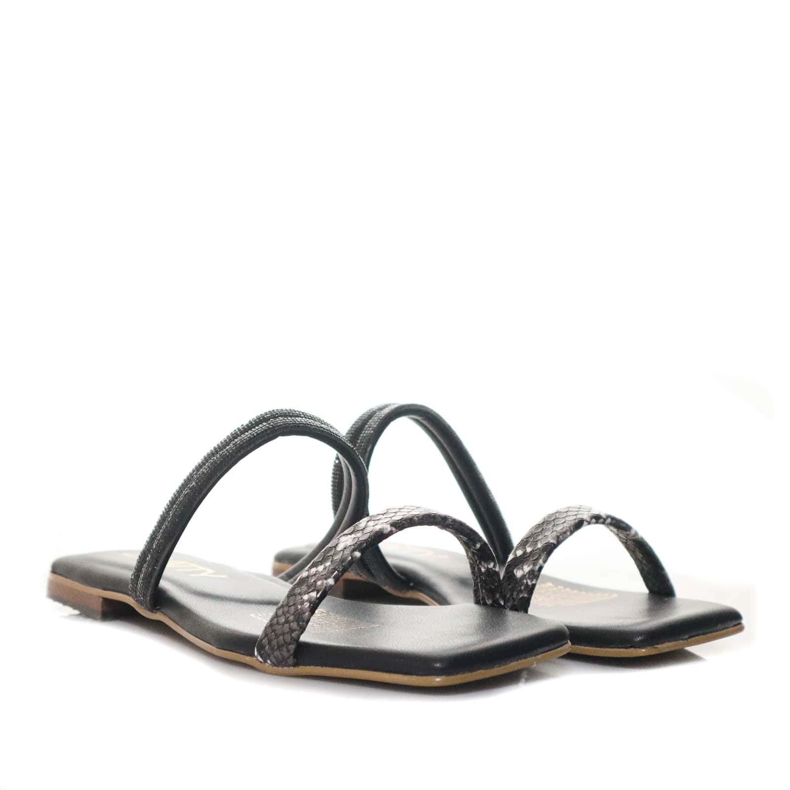 Sandalia plana negroxpiton para mujer MST92-Z43